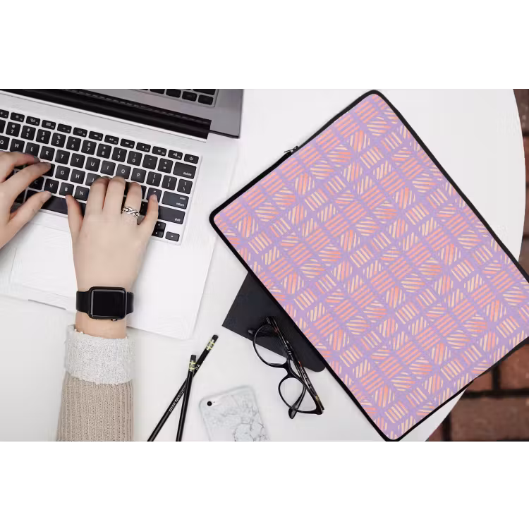 Laptop hülle - Lila – Rosa – Geometrisch – Streifen – Blöcke – Muster — 3