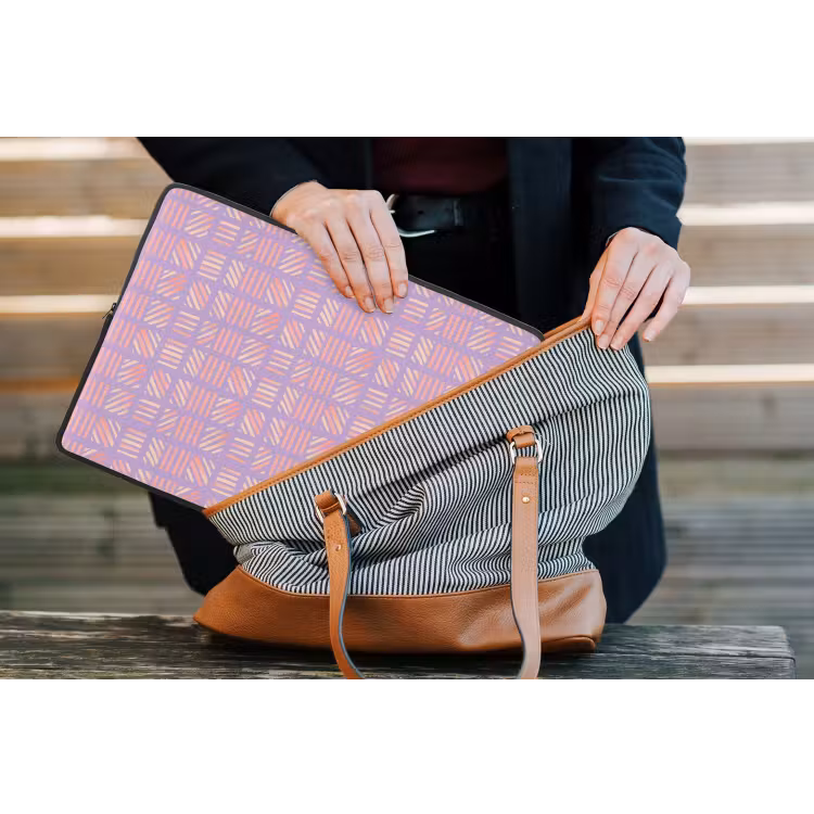 Laptop hülle - Lila – Rosa – Geometrisch – Streifen – Blöcke – Muster — 4
