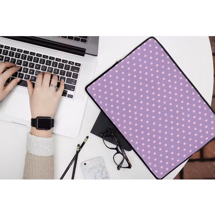 Laptop hülle - Lila – Rosa – Sterne – Geometrisch – Muster — 3