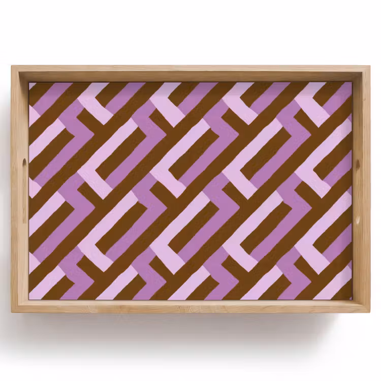 Tablett - Braun – Rosa – Geometrisch – Mäander – Muster — 1