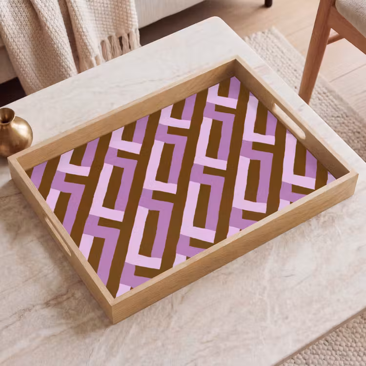 Tablett - Braun – Rosa – Geometrisch – Mäander – Muster — 2
