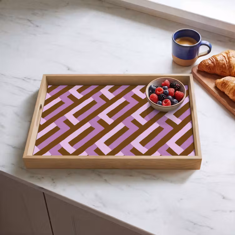 Tablett - Braun – Rosa – Geometrisch – Mäander – Muster — 4