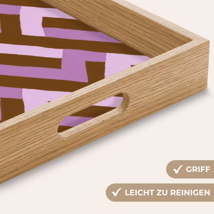 Tablett - Braun – Rosa – Geometrisch – Mäander – Muster — 5