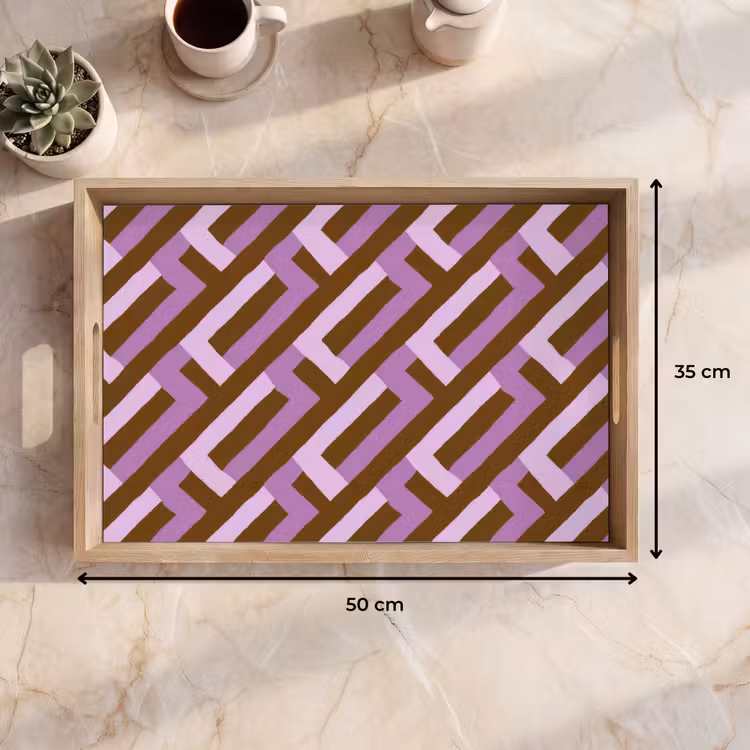 Tablett - Braun – Rosa – Geometrisch – Mäander – Muster — 9