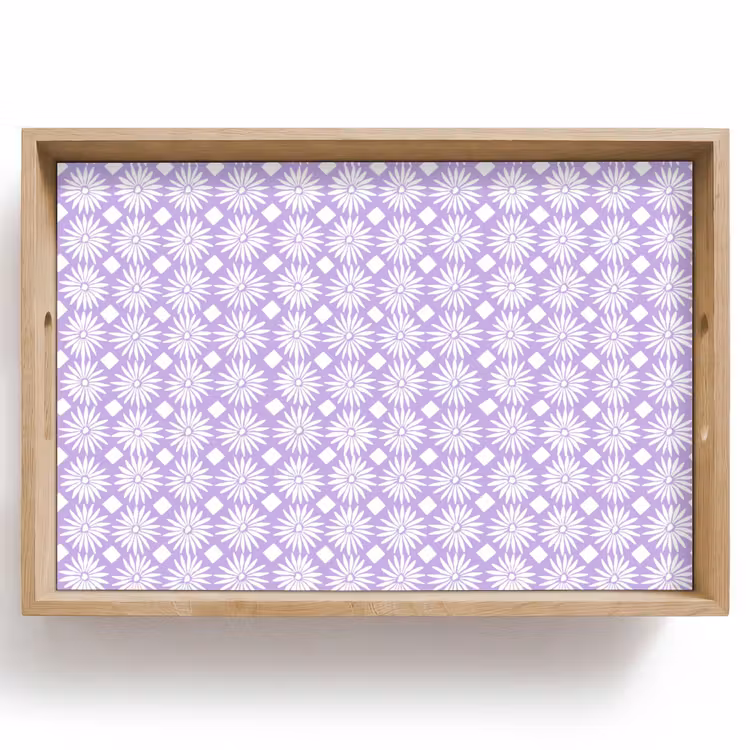 Tablett - Lila – Botanisch – Blumen – Gänseblümchen – Muster — 1