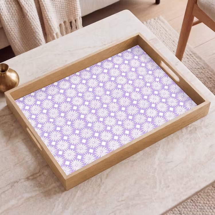 Tablett - Lila – Botanisch – Blumen – Gänseblümchen – Muster — 2