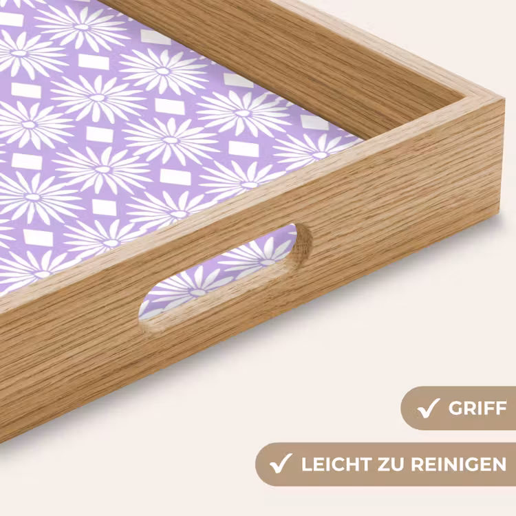 Tablett - Lila – Botanisch – Blumen – Gänseblümchen – Muster — 5