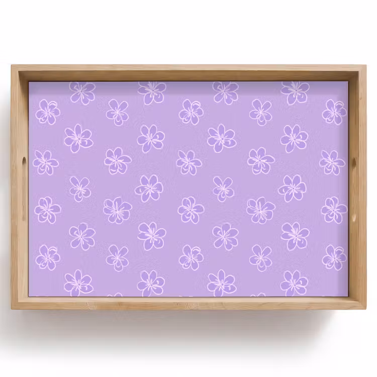 Tablett - Lila – Botanisch – Blumen – Handgezeichnet – Muster — 1