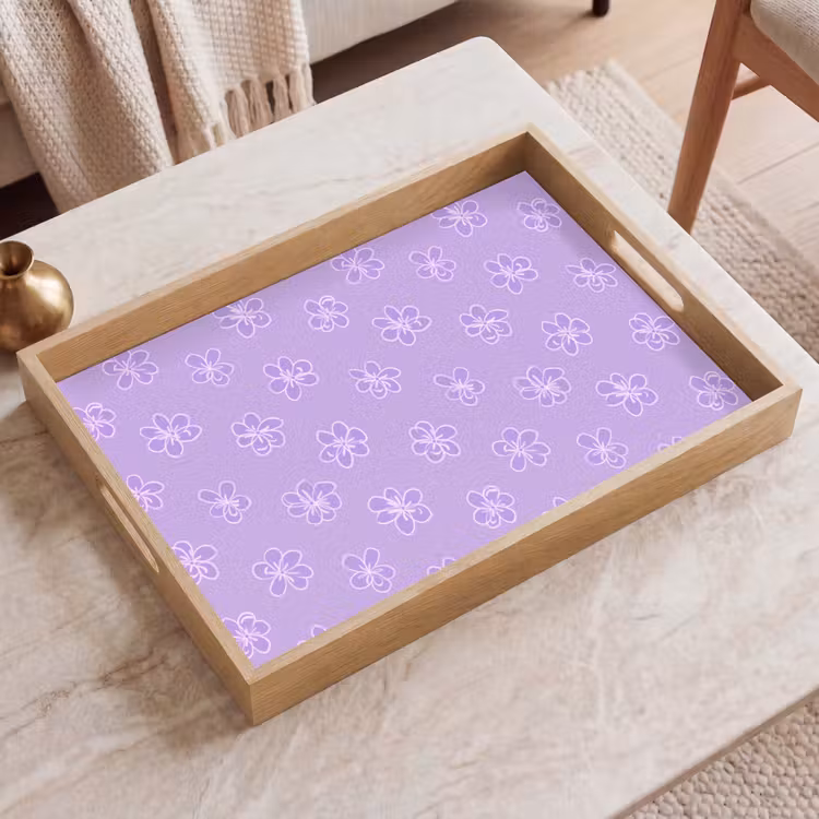 Tablett - Lila – Botanisch – Blumen – Handgezeichnet – Muster — 2