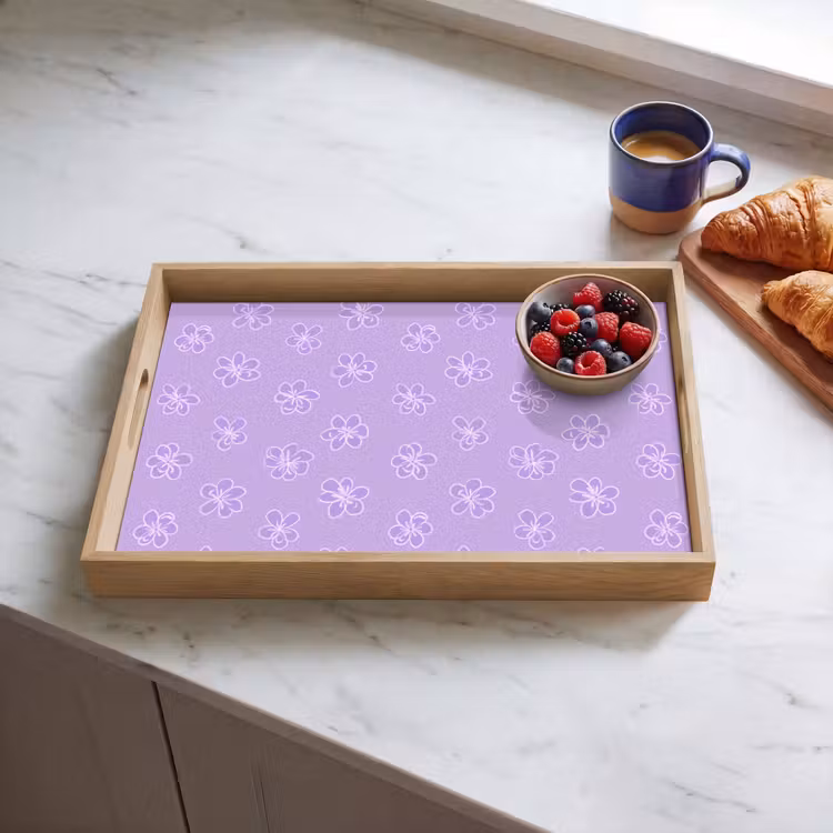 Tablett - Lila – Botanisch – Blumen – Handgezeichnet – Muster — 4