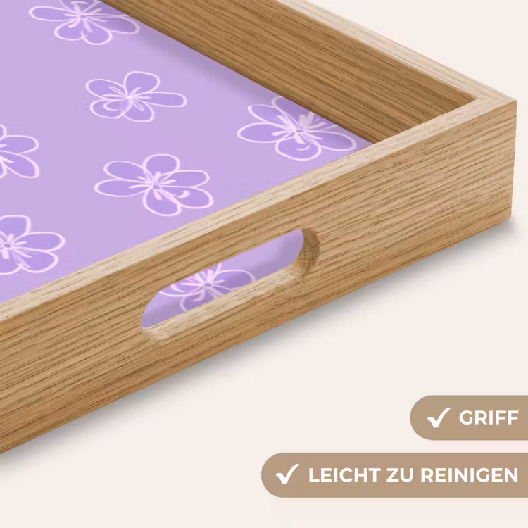 Tablett - Lila – Botanisch – Blumen – Handgezeichnet – Muster — 5