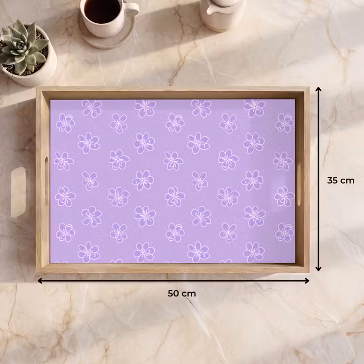 Tablett - Lila – Botanisch – Blumen – Handgezeichnet – Muster — 9
