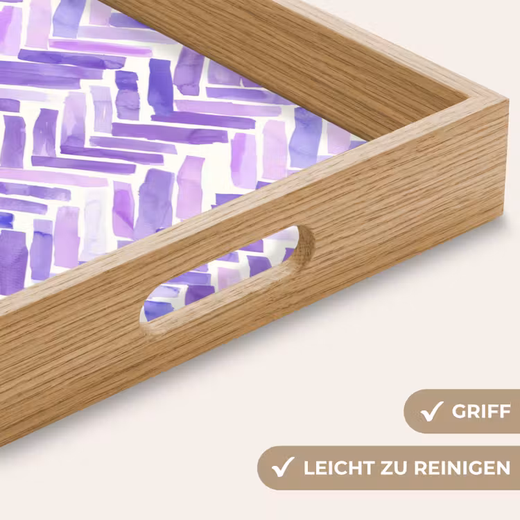 Tablett - Lila – Fischgrätmuster – Aquarell – Pinselstriche – Muster — 5