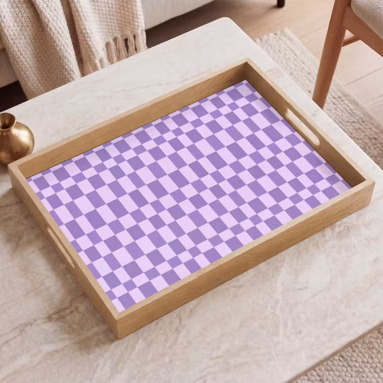 Tablett - Lila – Geometrisch – Schachbrettmuster – Blöcke – Muster — 2