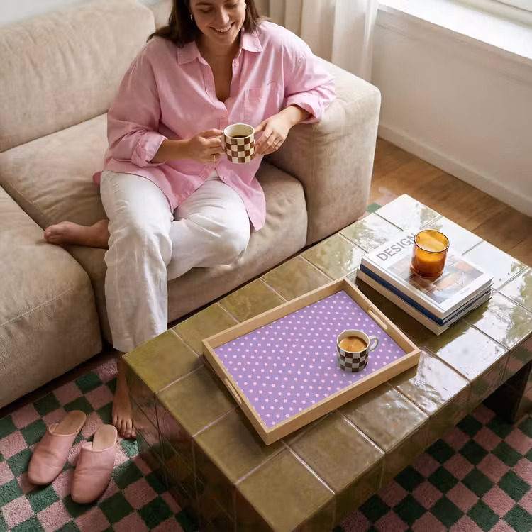 Tablett - Lila – Rosa – Sterne – Geometrisch – Muster — 6