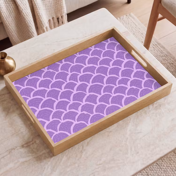Tablett - Lila – Schuppen – Muscheln – Handgezeichnet – Muster — 2