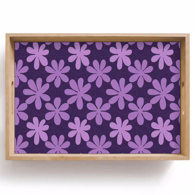 Tablett - Lila – Botanisch – Blumen – Retro – Muster — 1