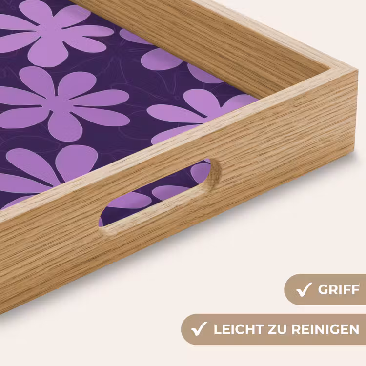 Tablett - Lila – Botanisch – Blumen – Retro – Muster — 5