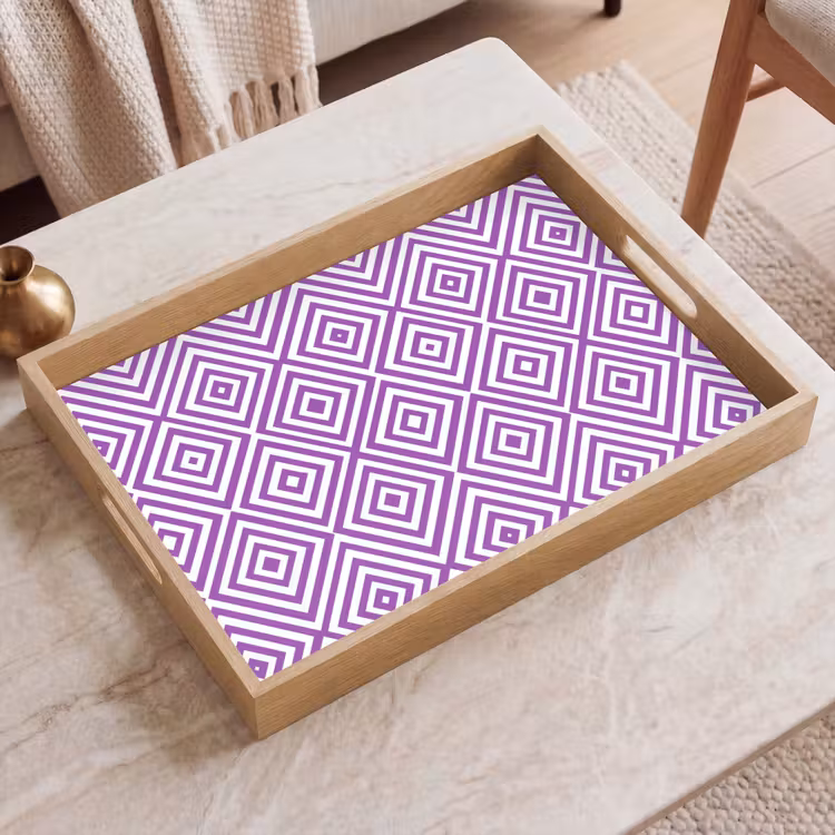 Tablett - Lila – Geometrisch – Rauten – Konzentrisch – Muster — 2