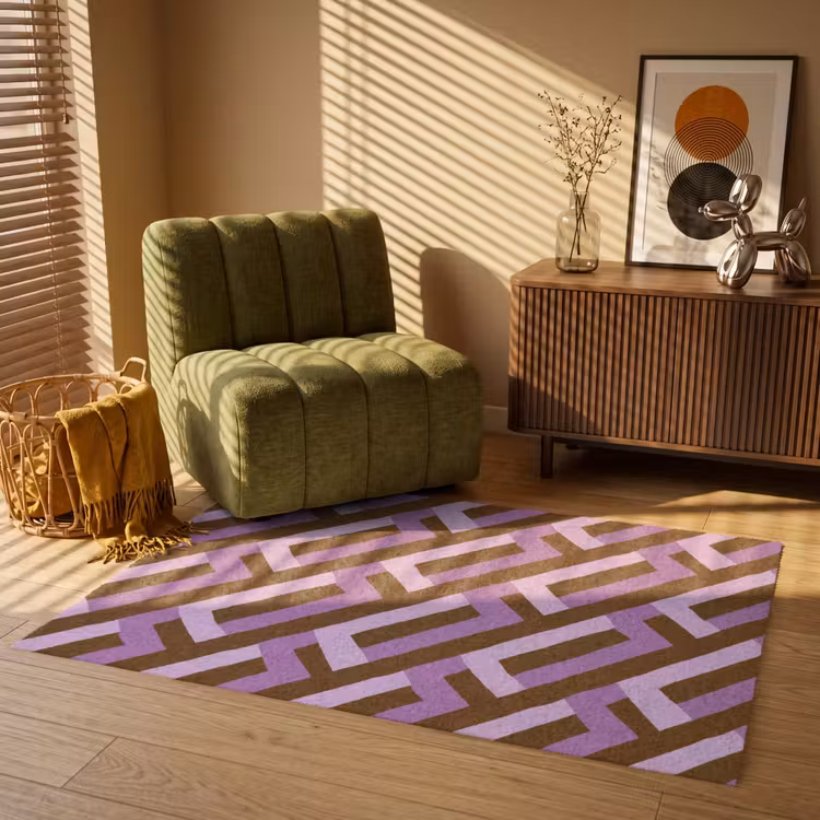 Teppich - Braun – Rosa – Geometrisch – Mäander – Muster — 2