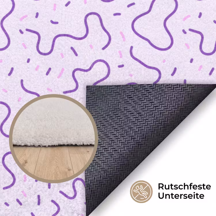 Teppich - Lila – Abstrakt – Memphis – Retro – Sprenkel – Muster — 4