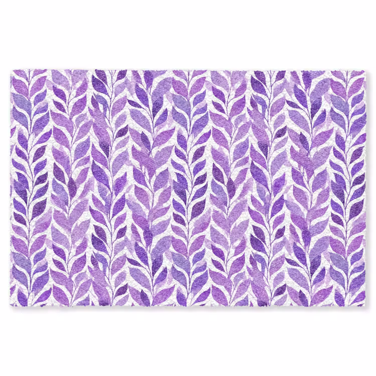 Teppich - Lila – Botanisch – Blätter – Aquarell – Zweige – Muster — 1