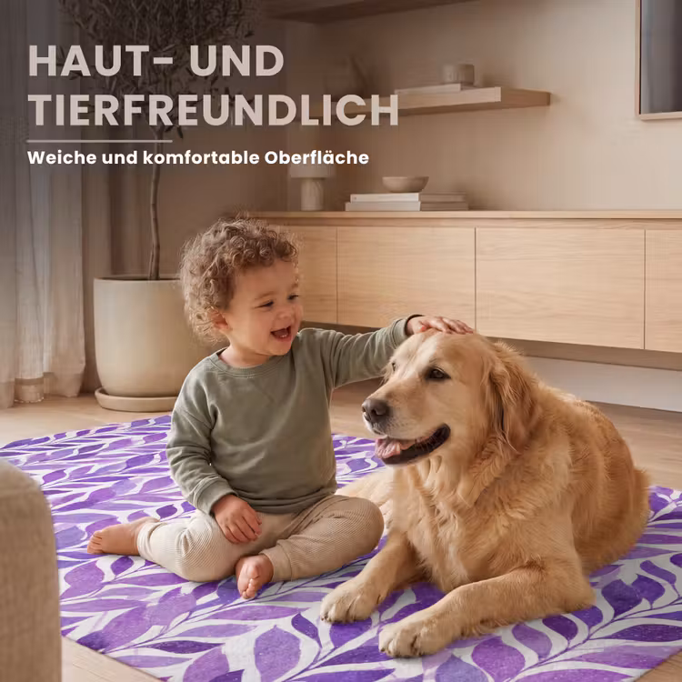 Teppich - Lila – Botanisch – Blätter – Aquarell – Zweige – Muster — 6