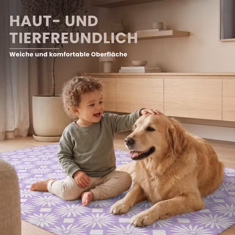 Teppich - Lila – Botanisch – Blumen – Gänseblümchen – Muster — 6