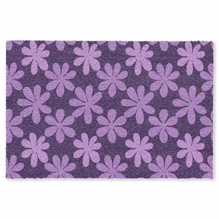 Teppich - Lila – Botanisch – Blumen – Retro – Muster — 1