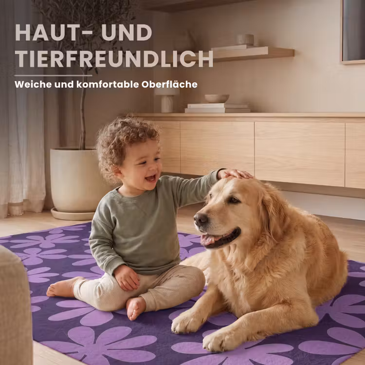 Teppich - Lila – Botanisch – Blumen – Retro – Muster — 6