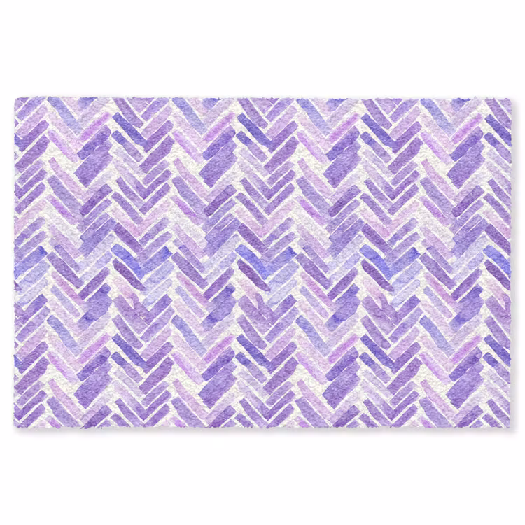 Teppich - Lila – Fischgrätmuster – Aquarell – Pinselstriche – Muster — 1