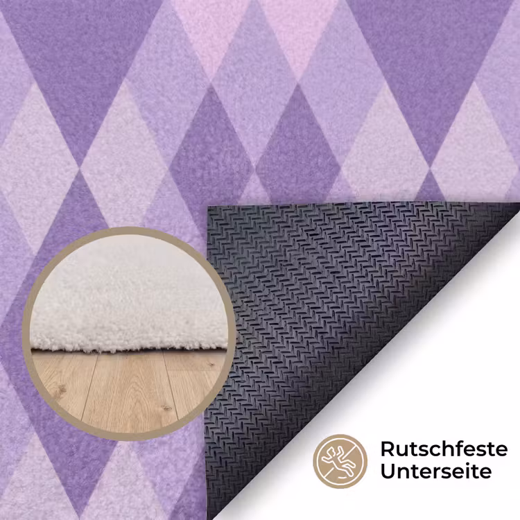 Teppich - Lila – Geometrisch – Rauten – Argyle – Muster — 4
