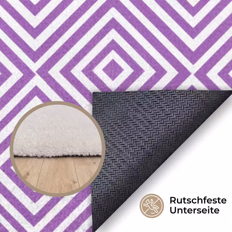 Teppich - Lila – Geometrisch – Rauten – Konzentrisch – Muster — 4
