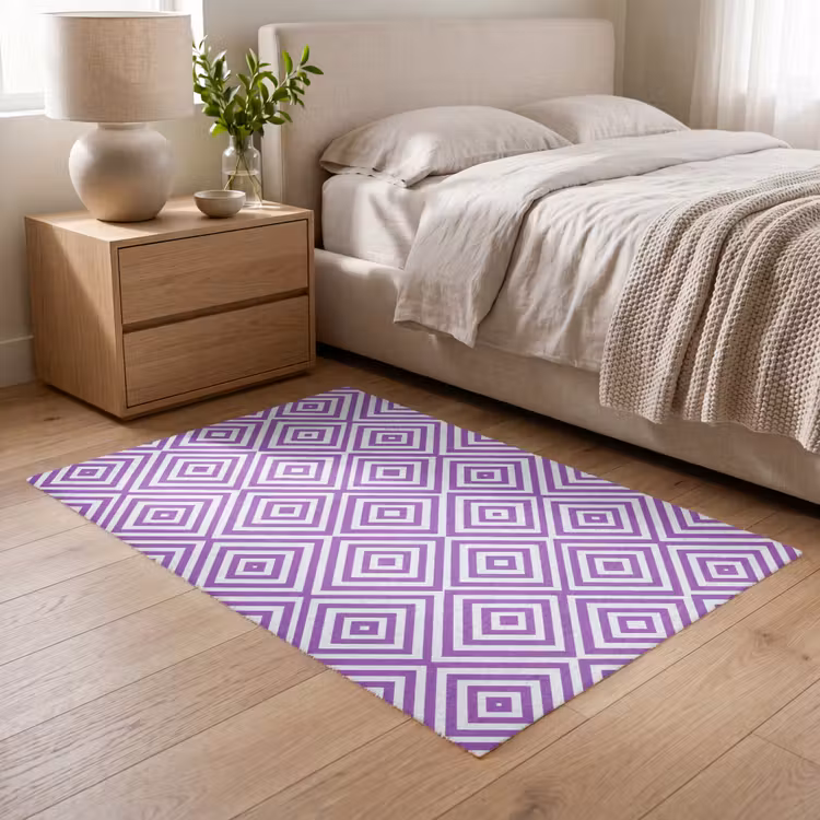 Teppich - Lila – Geometrisch – Rauten – Konzentrisch – Muster — 5