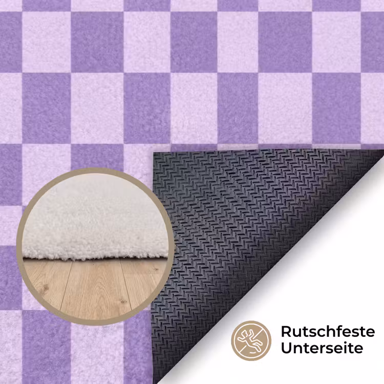 Teppich - Lila – Geometrisch – Schachbrettmuster – Blöcke – Muster — 4