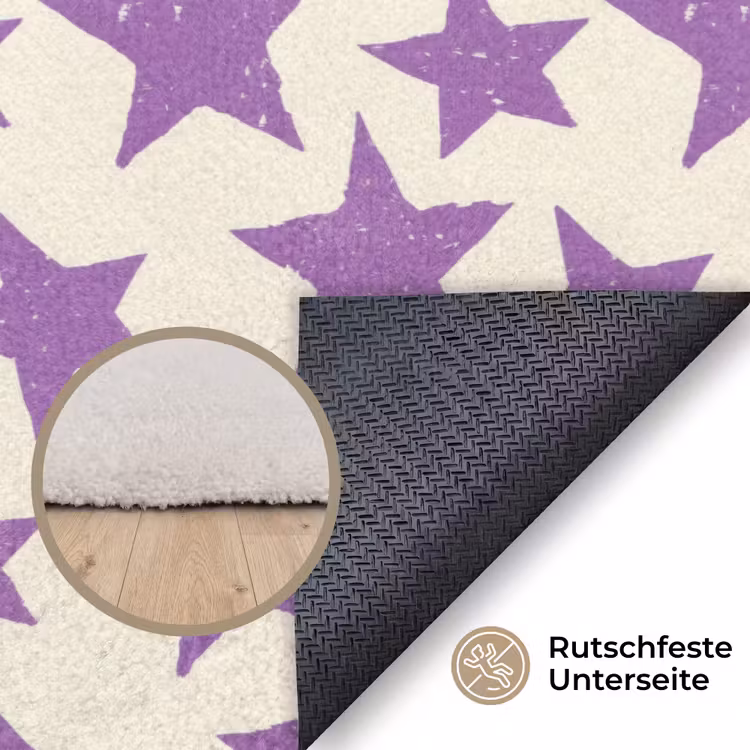 Teppich - Lila – Geometrisch – Sterne – Stempel – Muster — 4