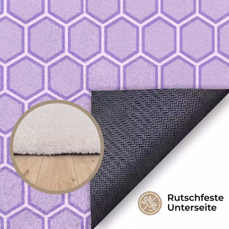 Teppich - Lila – Geometrisch – Wabenmuster – Bienenwabe – Muster — 4