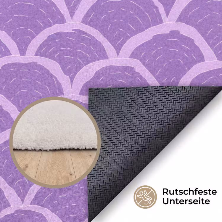Teppich - Lila – Schuppen – Muscheln – Handgezeichnet – Muster — 4