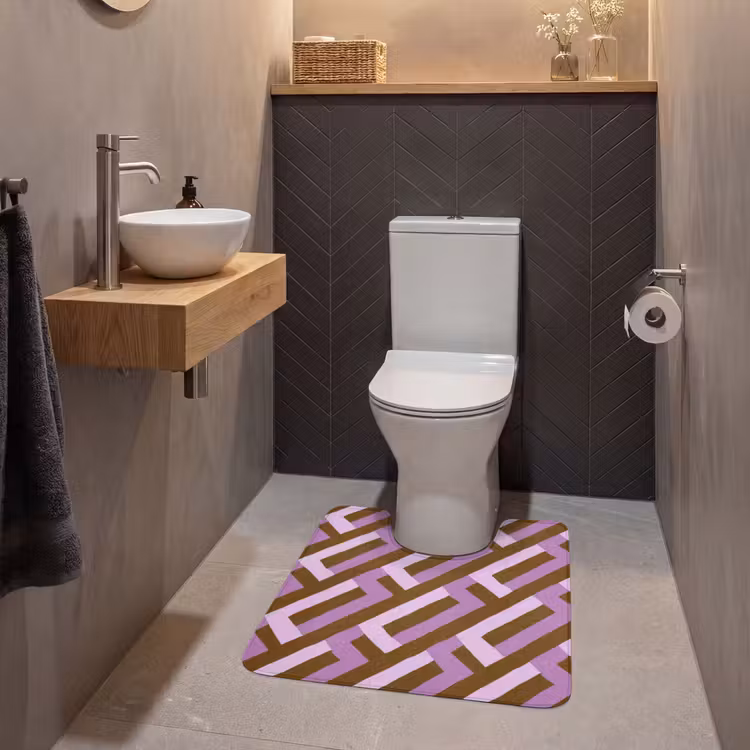 WC Vorleger - Braun – Rosa – Geometrisch – Mäander – Muster — 2