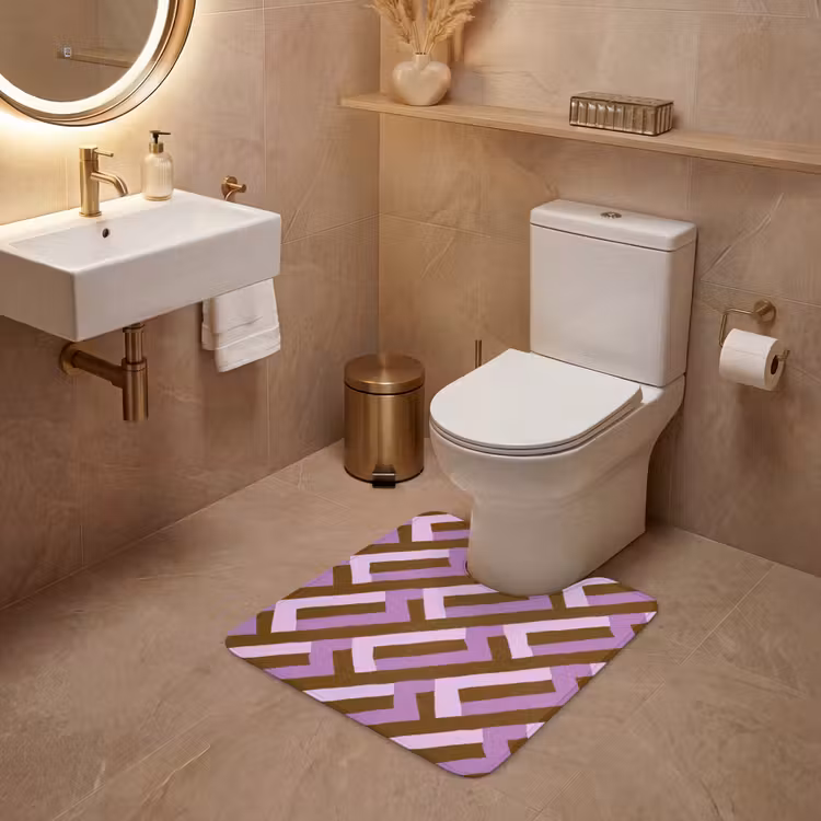 WC Vorleger - Braun – Rosa – Geometrisch – Mäander – Muster — 4