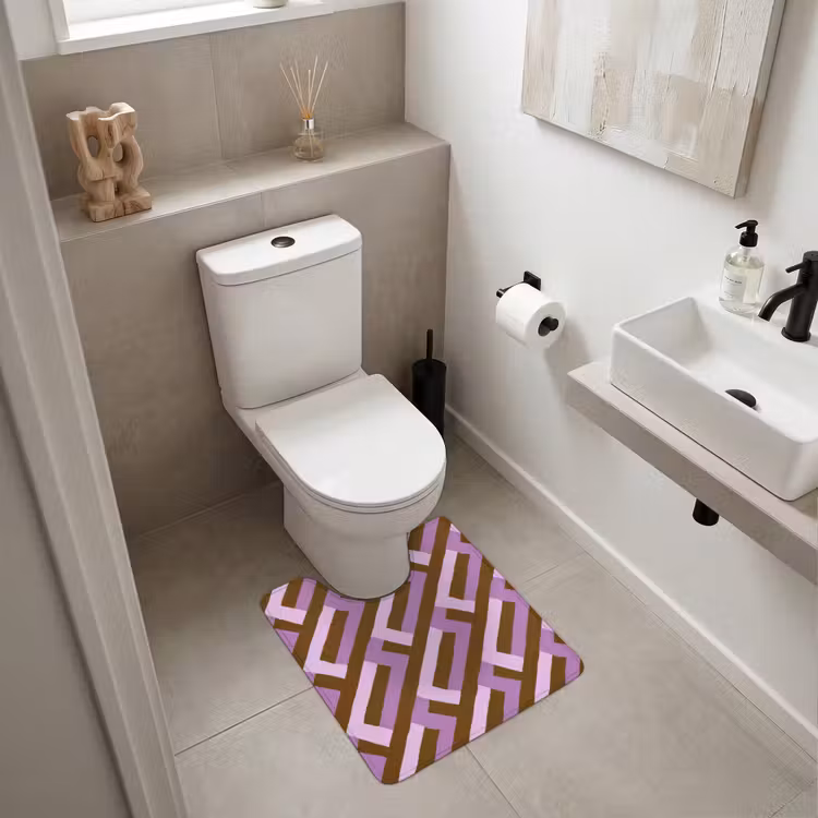 WC Vorleger - Braun – Rosa – Geometrisch – Mäander – Muster — 6