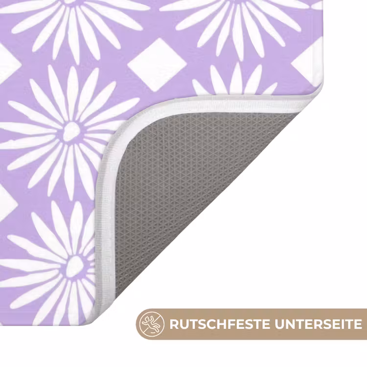 WC Vorleger - Lila – Botanisch – Blumen – Gänseblümchen – Muster — 3