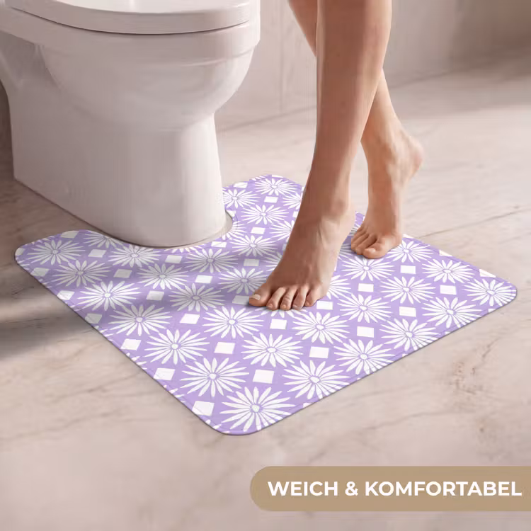 WC Vorleger - Lila – Botanisch – Blumen – Gänseblümchen – Muster — 5
