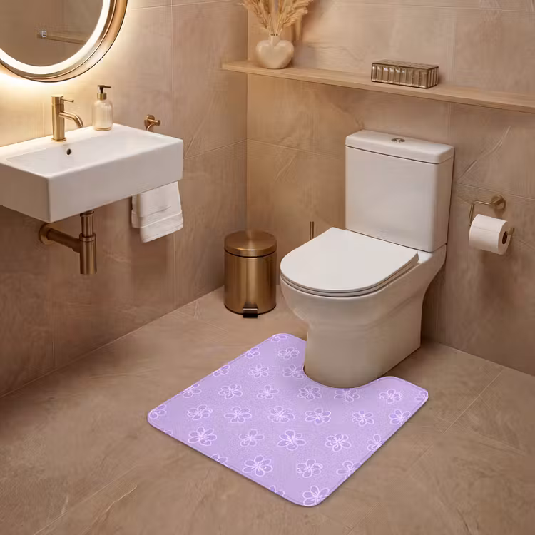 WC Vorleger - Lila – Botanisch – Blumen – Handgezeichnet – Muster — 4