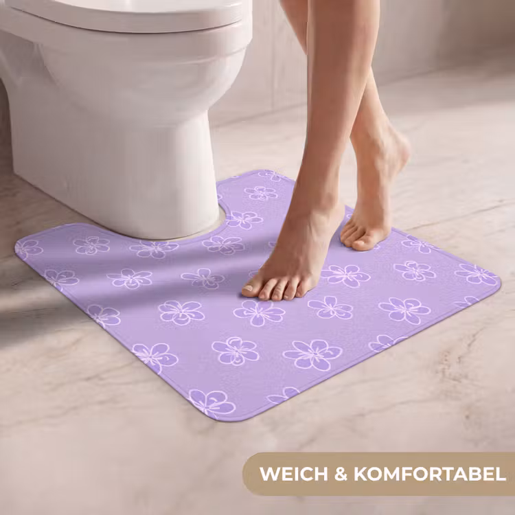 WC Vorleger - Lila – Botanisch – Blumen – Handgezeichnet – Muster — 5