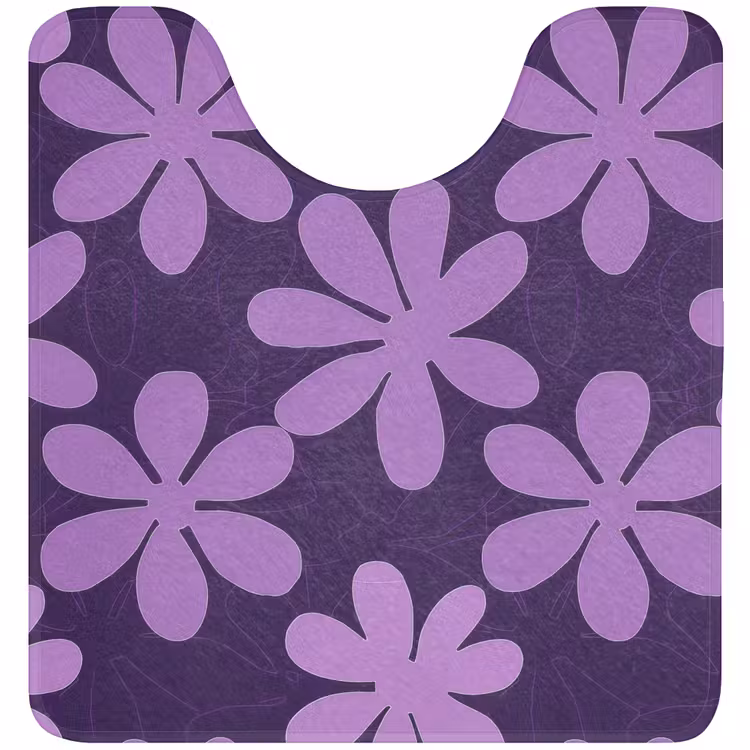WC Vorleger - Lila – Botanisch – Blumen – Retro – Muster — 1