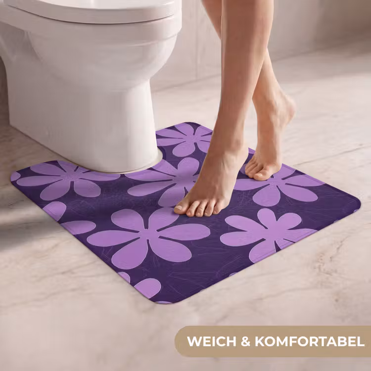 WC Vorleger - Lila – Botanisch – Blumen – Retro – Muster — 5