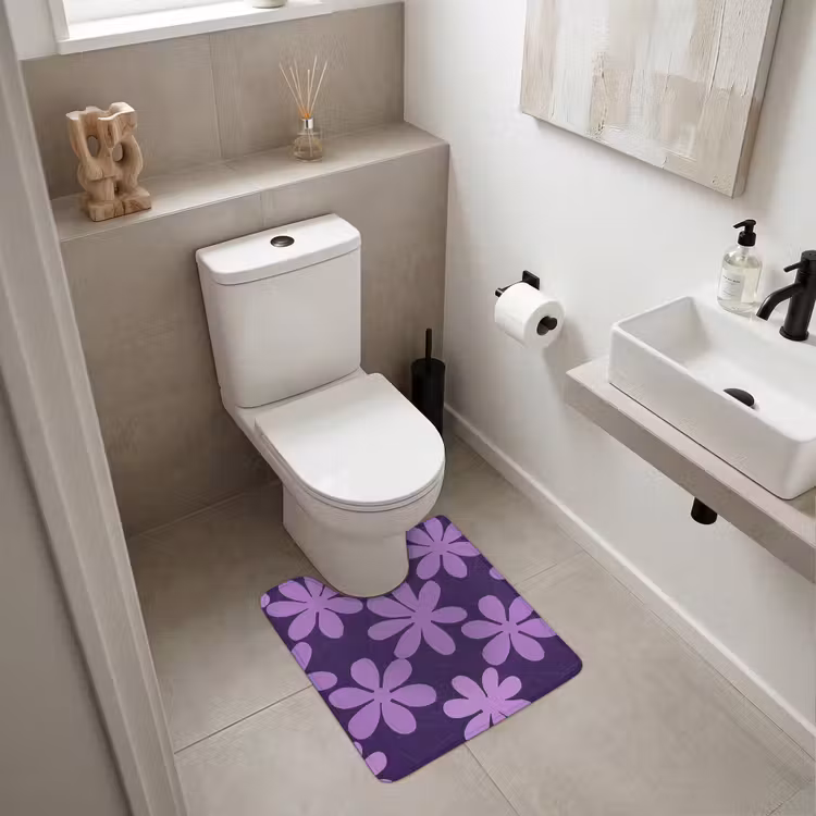 WC Vorleger - Lila – Botanisch – Blumen – Retro – Muster — 6