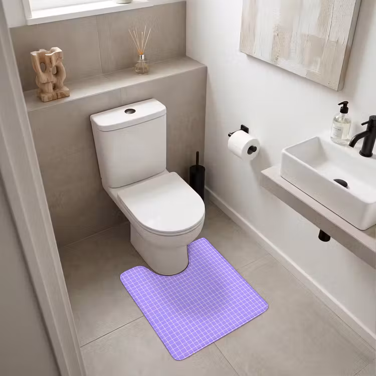 WC Vorleger - Lila – Geometrisch – Raster – Minimalistisch – Muster — 6