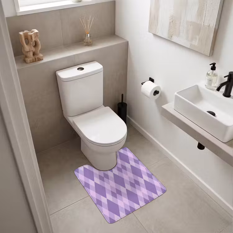 WC Vorleger - Lila – Geometrisch – Rauten – Argyle – Muster — 6